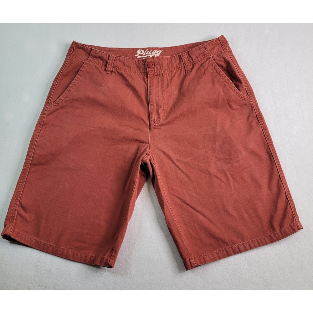 Plugg Mens Cargo Chino Shorts Size 36 Red Orange Clay‎ 100% Cotton Twill Casual